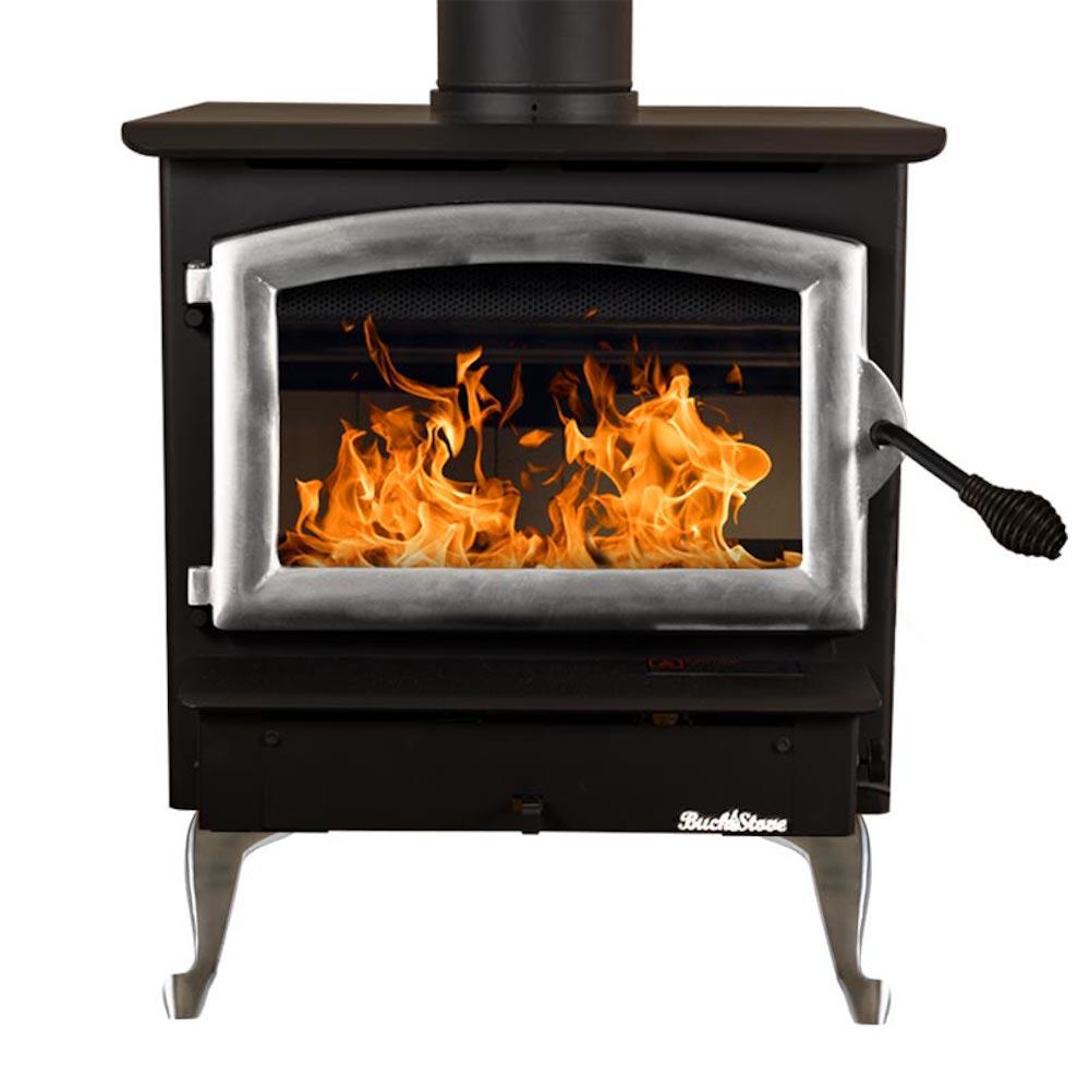 Buck Stove Model 21 Non-Catalytic and Blower Assembly Standard Wood Burning Stove With Pewter Door Finish