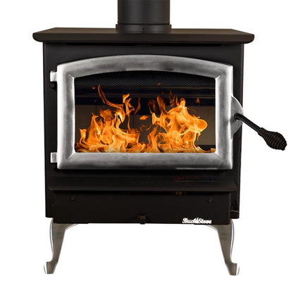 Buck Stove Model 21 Non-Catalytic and Blower Assembly Standard Wood Burning Stove With Pewter Door Finish