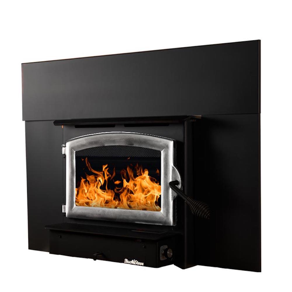 Buck Stove Model 21 Non-Catalytic and Blower Assembly Standard Wood Burning Stove With Pewter Door Finish