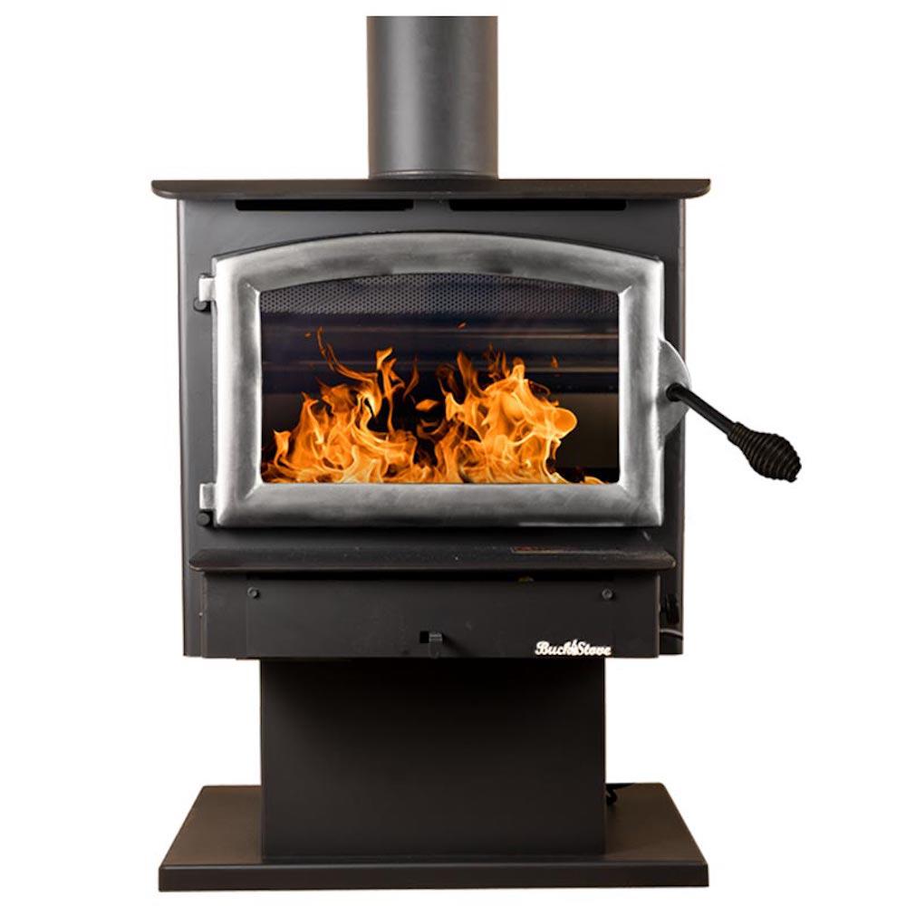 Buck Stove Model 21 Non-Catalytic and Blower Assembly Standard Wood Burning Stove With Pewter Door Finish