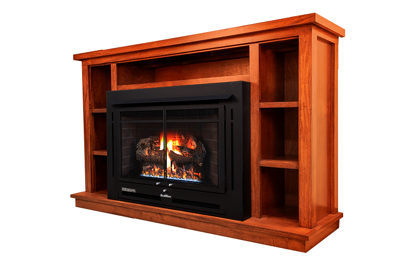 Buck Stove Model 34ZC Manhattan Old Town Red With Weathered Liquid Propane Gas Logs