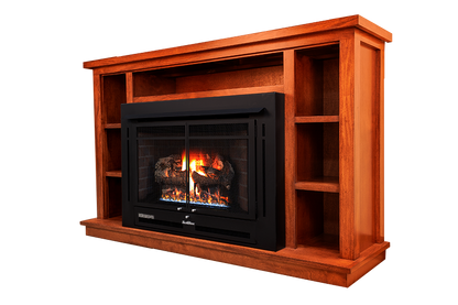 Buck Stove Model 34ZC Manhattan Old Town Red With Weathered Liquid Propane Gas Logs