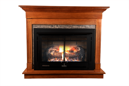Buck Stove Model 34ZC Manhattan Old Town Red With Weathered Liquid Propane Gas Logs