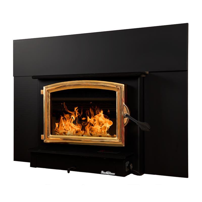 Buck Stove Model 74 Non-Catalytic and Blower Assembly Standard Wood Burning Stove With Gold Door Finish
