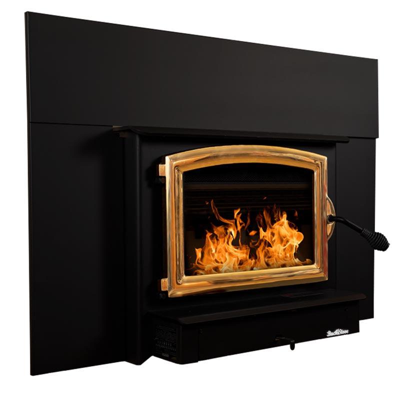Buck Stove Model 74 Non-Catalytic and Blower Assembly Standard Wood Burning Stove With Gold Door Finish