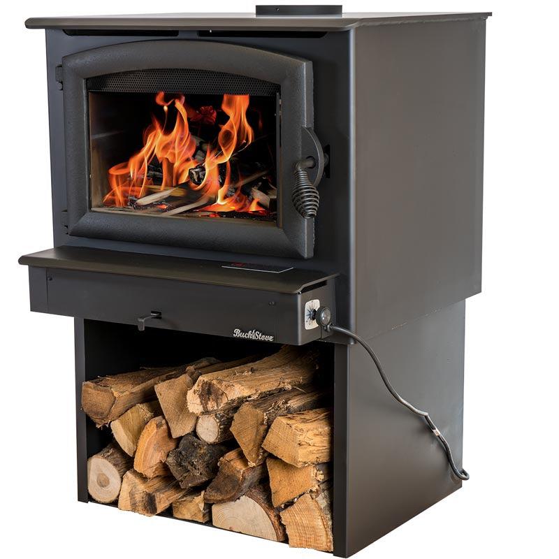 Buck Stove Model 74 Non-Catalytic and Blower Assembly Standard Wood Burning Stove With Gold Door Finish
