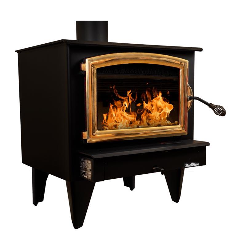 Buck Stove Model 74 Non-Catalytic and Blower Assembly Standard Wood Burning Stove With Gold Door Finish