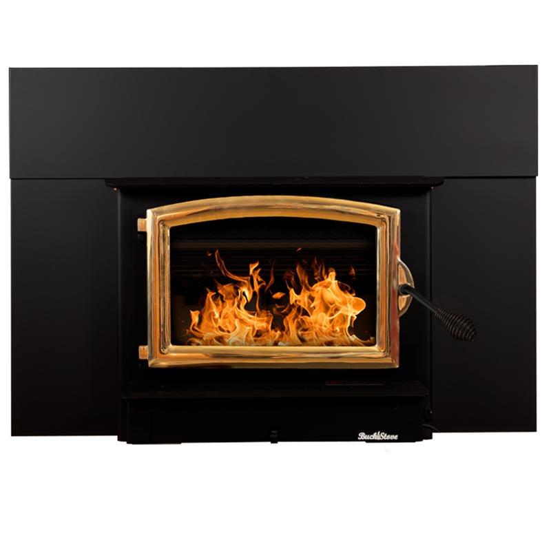 Buck Stove Model 74 Non-Catalytic and Blower Assembly Standard Wood Burning Stove With Gold Door Finish