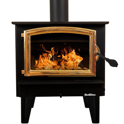 Buck Stove Model 74 Non-Catalytic and Blower Assembly Standard Wood Burning Stove With Gold Door Finish