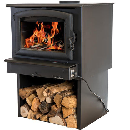 Buck Stove Model 74 Non-Catalytic and Blower Assembly Standard Wood Burning Stove With Pewter Door Finish