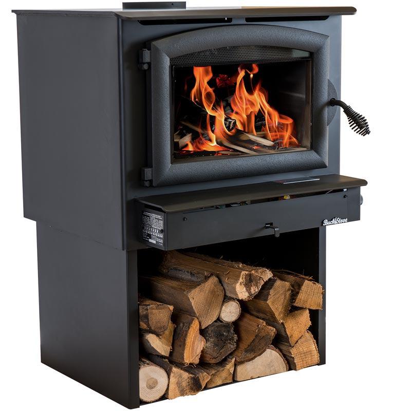 Buck Stove Model 74 Non-Catalytic and Blower Assembly Standard Wood Burning Stove With Pewter Door Finish