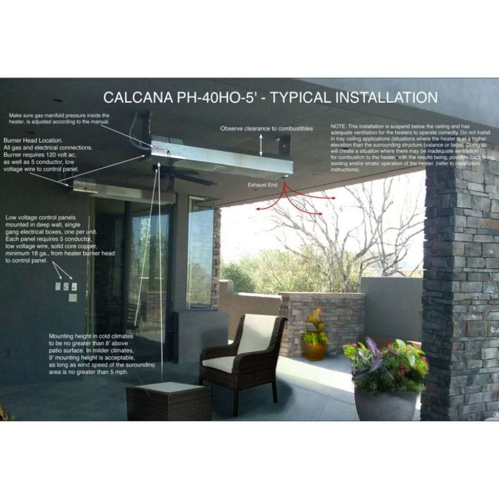 Calcana High Output Series 5' Stainless Steel Natural Gas Patio Heater
