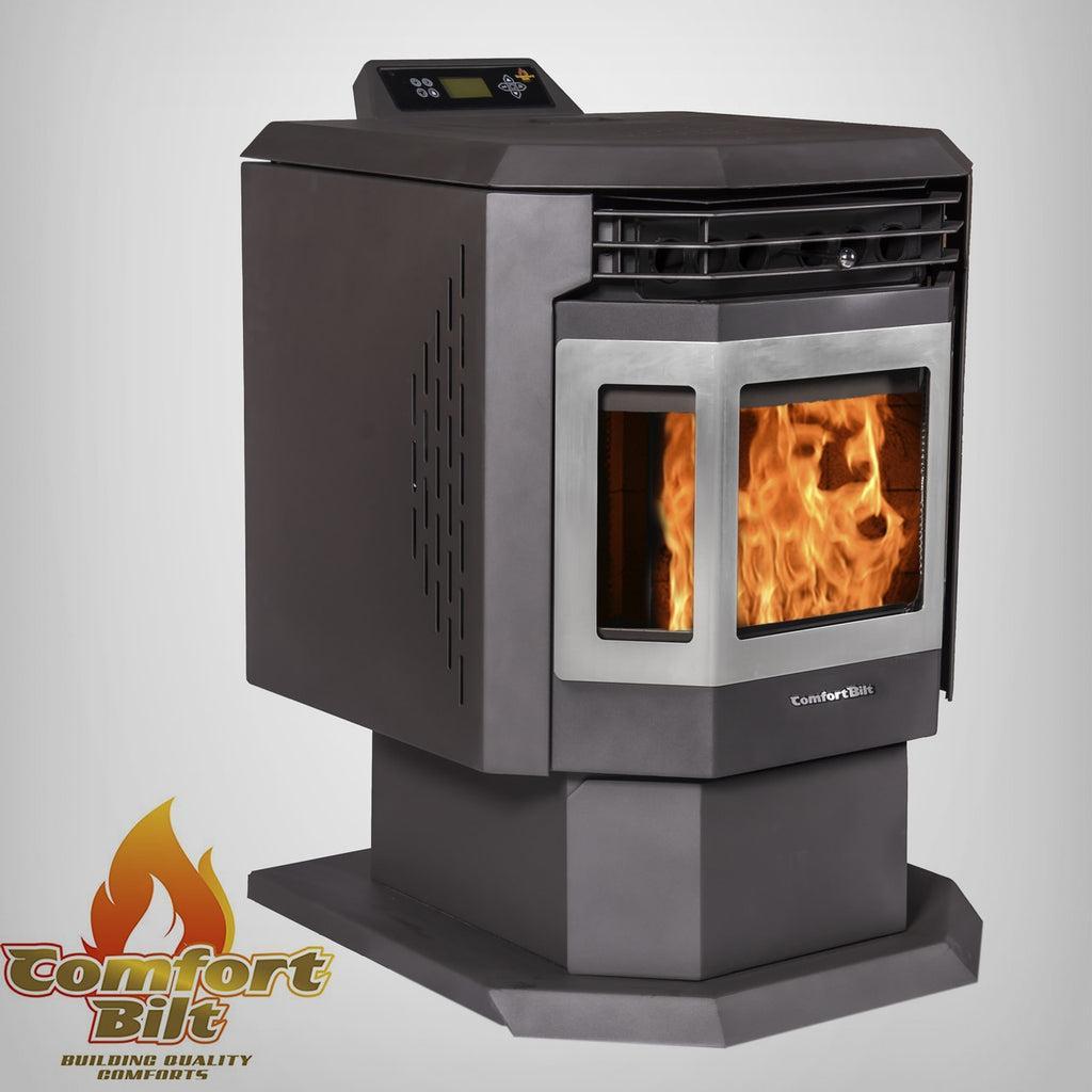 ComfortBilt HP21 24" Black Wood Pellet Stove With Stainless Steel Trim
