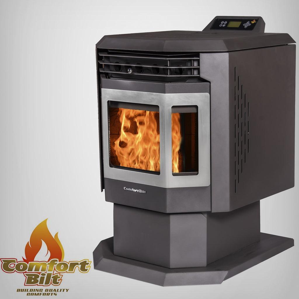 ComfortBilt HP21 24" Black Wood Pellet Stove With Stainless Steel Trim