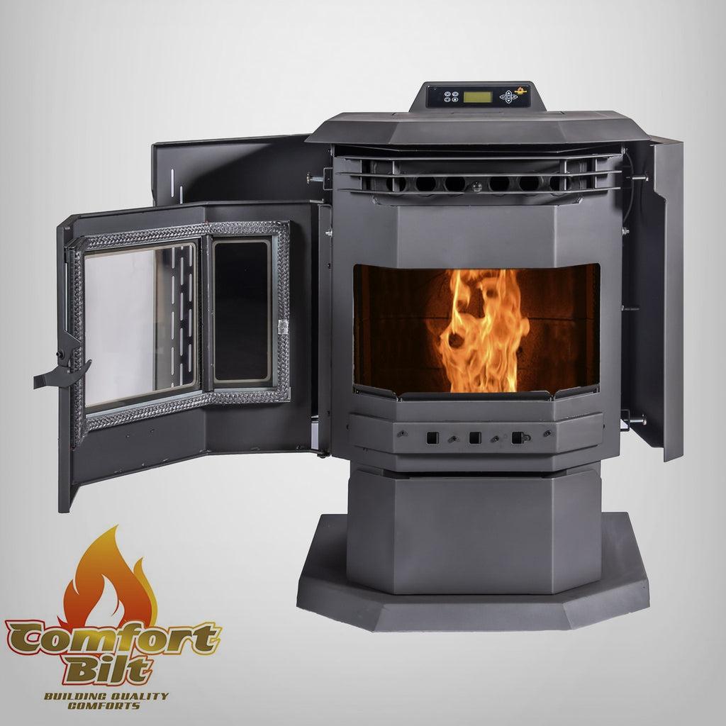 ComfortBilt HP21 24" Black Wood Pellet Stove With Stainless Steel Trim