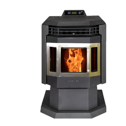 ComfortBilt HP21 24" Black Wood Pellet Stove With Stainless Steel Trim