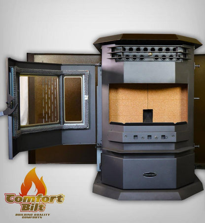 ComfortBilt HP22 24" Brown Wood Pellet Stove With Stainless Steel Trim
