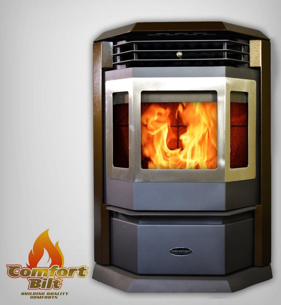 ComfortBilt HP22 24" Brown Wood Pellet Stove With Stainless Steel Trim