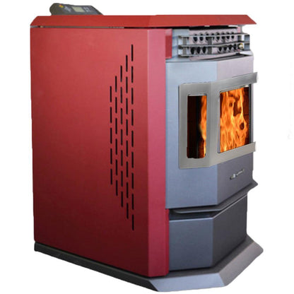 ComfortBilt HP22 24" Burgundy Wood Pellet Stove With Stainless Steel Trim