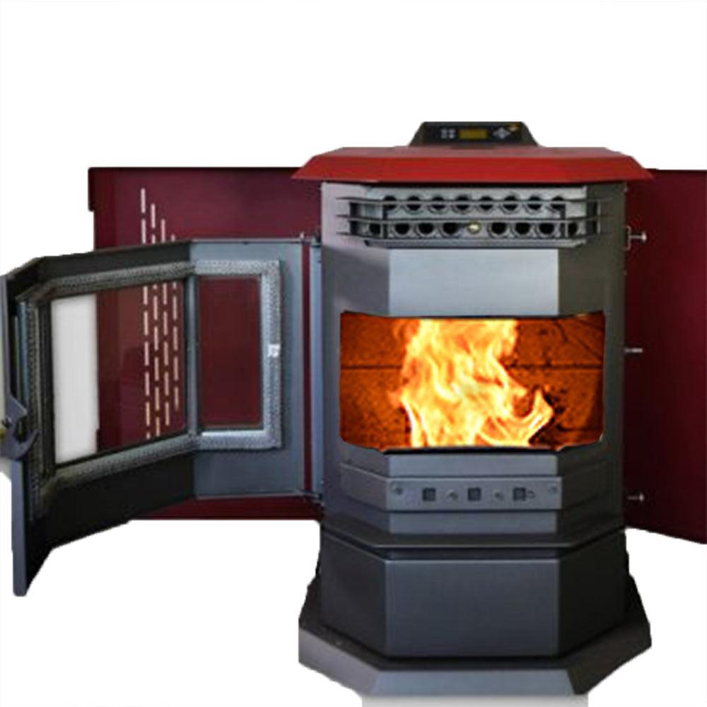 ComfortBilt HP22 24" Burgundy Wood Pellet Stove With Stainless Steel Trim