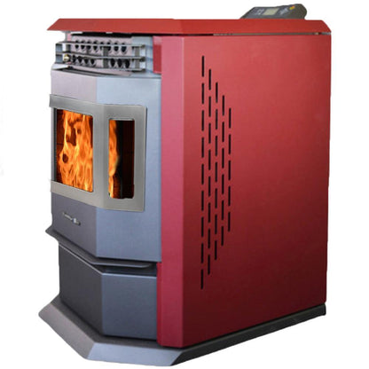 ComfortBilt HP22 24" Burgundy Wood Pellet Stove With Stainless Steel Trim