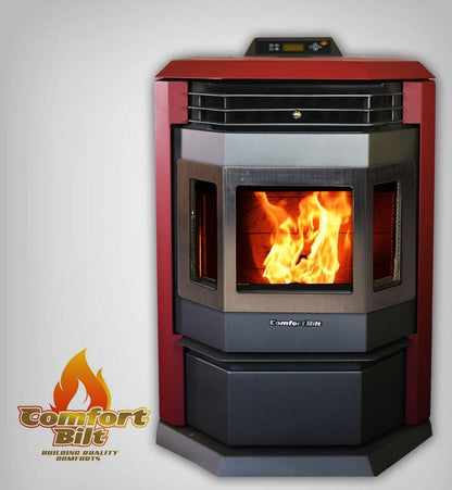 ComfortBilt HP22 24" Burgundy Wood Pellet Stove With Stainless Steel Trim