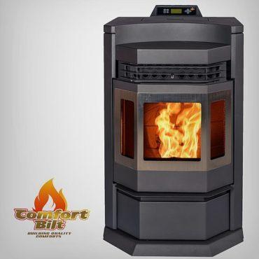 ComfortBilt HP22-N 24" Black Wood Pellet Stove With Stainless Steel Trim
