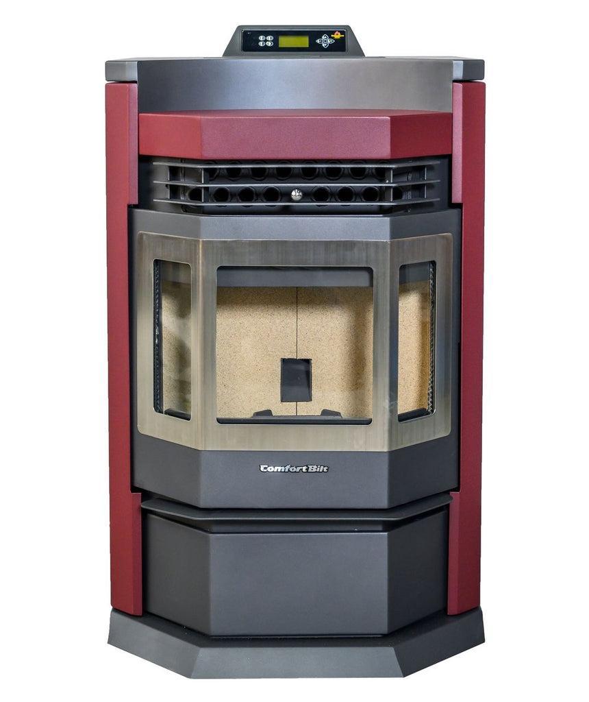 ComfortBilt HP22-N 24" Burgundy Wood Pellet Stove With Stainless Steel Trim