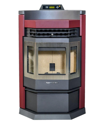 ComfortBilt HP22-N 24" Burgundy Wood Pellet Stove With Stainless Steel Trim