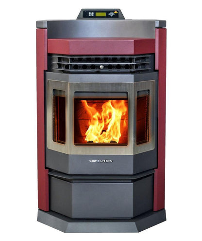ComfortBilt HP22-N 24" Burgundy Wood Pellet Stove With Stainless Steel Trim