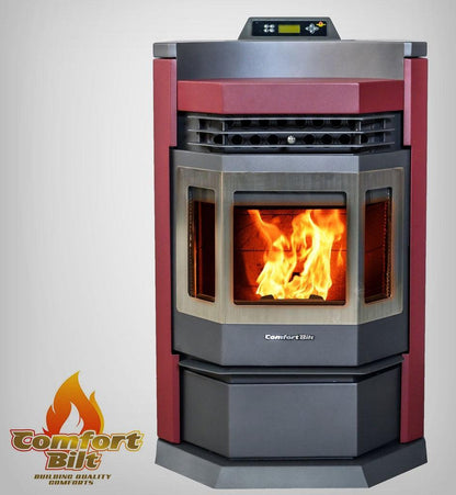 ComfortBilt HP22-N 24" Burgundy Wood Pellet Stove With Stainless Steel Trim