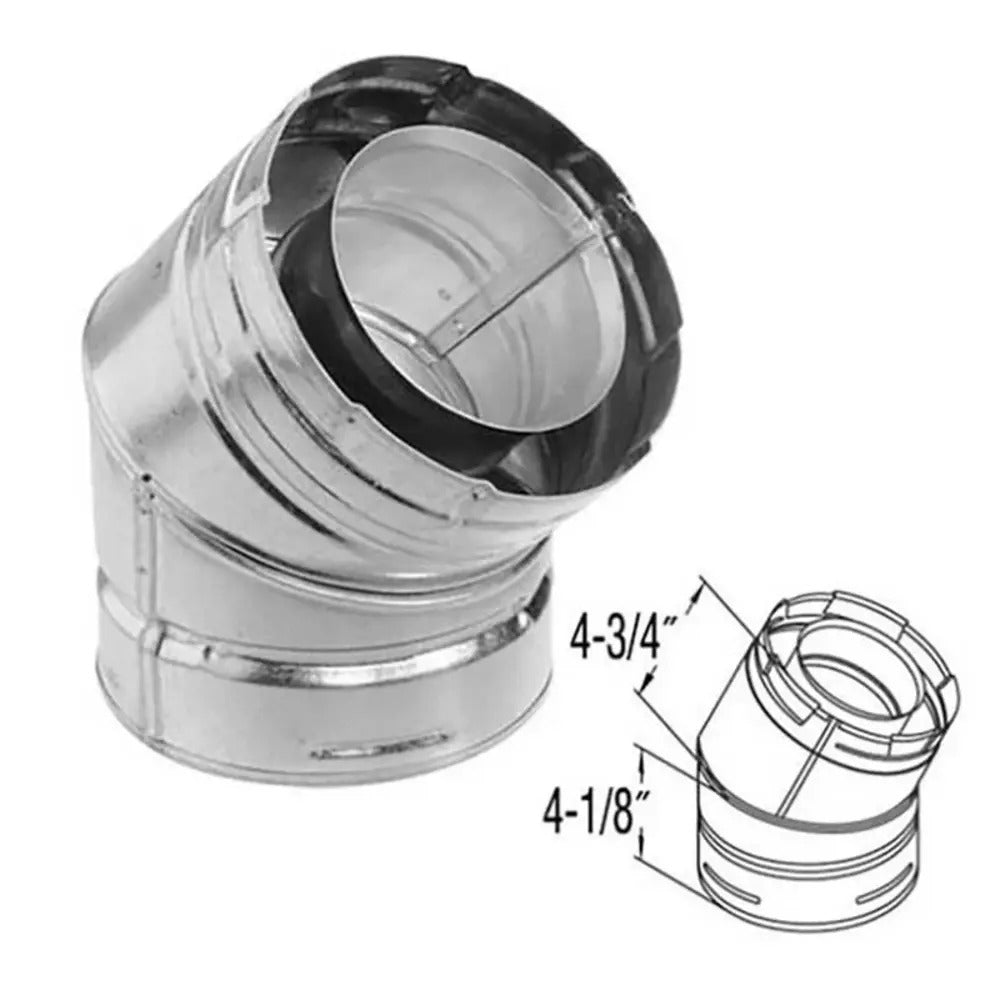 Copperfield DuraVent 5" DirectVent Pro Double-Wall Galvanized 45-Degree Swivel Elbow