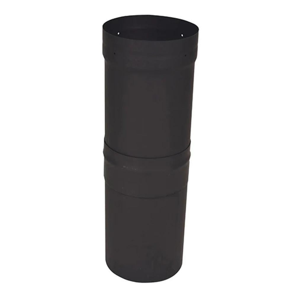 Copperfield Ventis 6" x 2"-16" Single-Wall Black Stove Pipe-Slip Section with Gap Colla