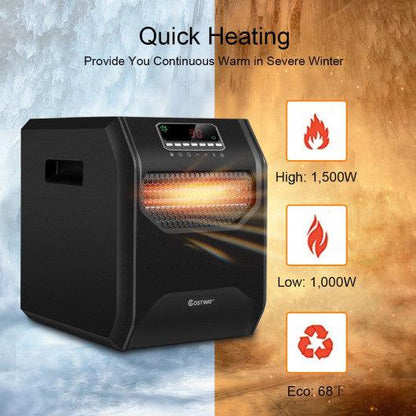 Costway 12H Timer LED Remote Control Portable Electric Space Heater