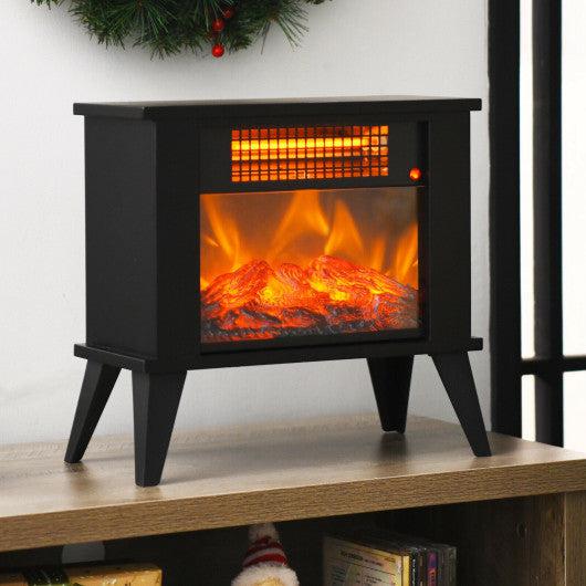 Costway 14" Black Portable Electric Fireplace Heater with Realistic Flame Effect