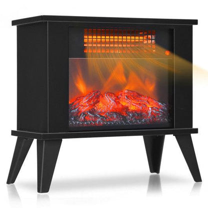 Costway 14" Black Portable Electric Fireplace Heater with Realistic Flame Effect