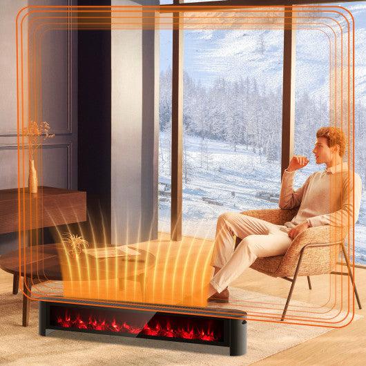 Costway 1400W Electric Baseboard Heater with Realistic Multicolor Flame - Black