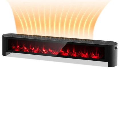 Costway 1400W Electric Baseboard Heater with Realistic Multicolor Flame - Black