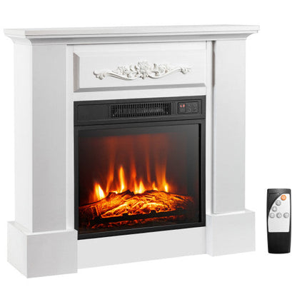 Costway 1400W White TV Stand Electric Fireplace Mantel with Remote Control