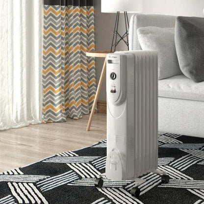 Costway 1500 W 7-Fin Portable Electric Oil Filled Radiator Heater with Adjustable Thermostat