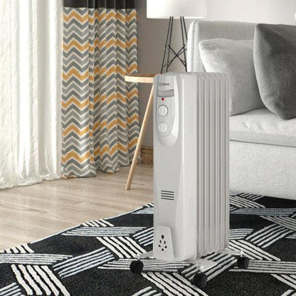 Costway 1500 W 7-Fin Portable Electric Oil Filled Space Heater with Overheat Protection
