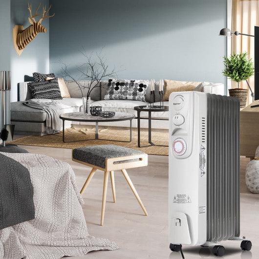 Costway 1500 W 7-Fin Timer Thermostat Electric Oil Filled Radiator Heater