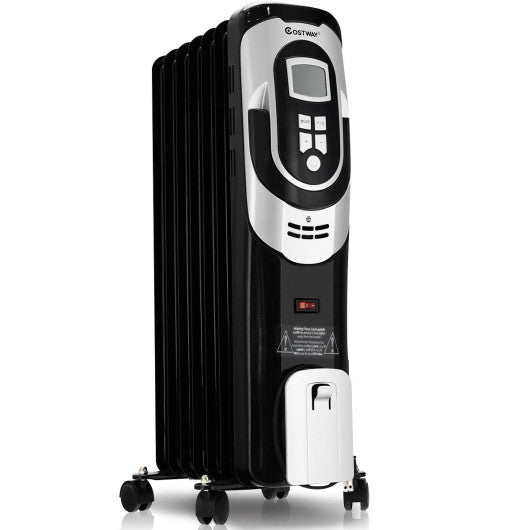 Costway 1500 W LCD 7-fin Timer Electric Oil Filled Radiator Heater