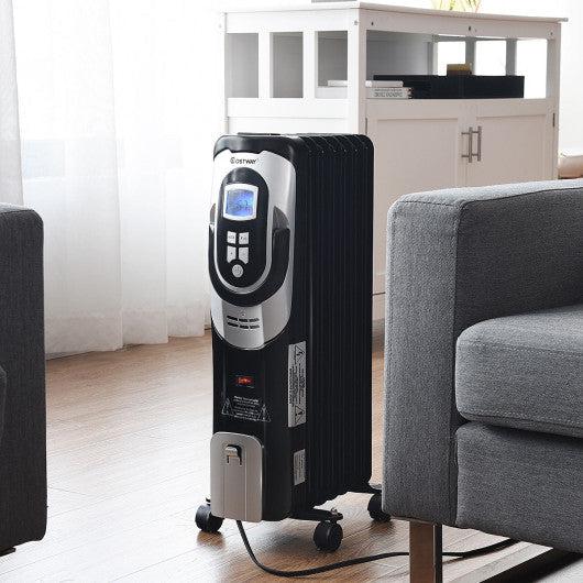 Costway 1500 W LCD 7-fin Timer Electric Oil Filled Radiator Heater