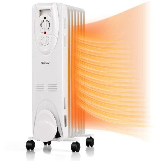 Costway 1500 W Oil Filled Radiator Portable Space Heater with Overheat and Tip-Over Protection