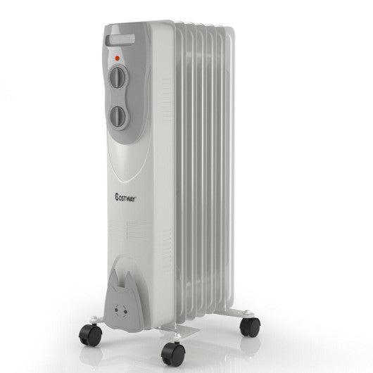 Costway 1500 W Portable Oil-Filled Electric Space Radiator Heater with Overheat Protection