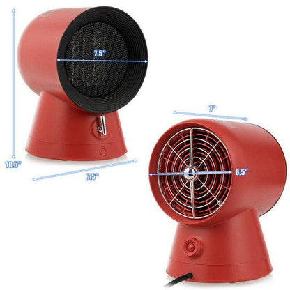 Costway 1500W 2 in 1 Mini Portable Space Ceramic Heater Cooling Fan with Overheat Protection - Red