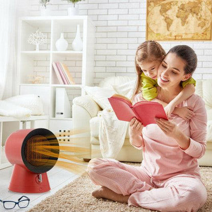 Costway 1500W 2 in 1 Mini Portable Space Ceramic Heater Cooling Fan with Overheat Protection - Red