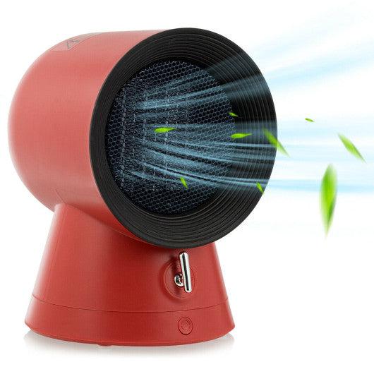 Costway 1500W 2 in 1 Mini Portable Space Ceramic Heater Cooling Fan with Overheat Protection - Red