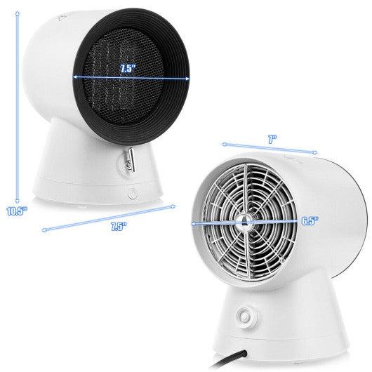 Costway 1500W 2 in 1 Mini Portable Space Ceramic Heater Cooling Fan with Overheat Protection - White
